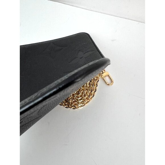 LOUIS VUITTON Pochette Black Leather Giant Monogram Crossbody from Neverfull - Picture 8 of 11